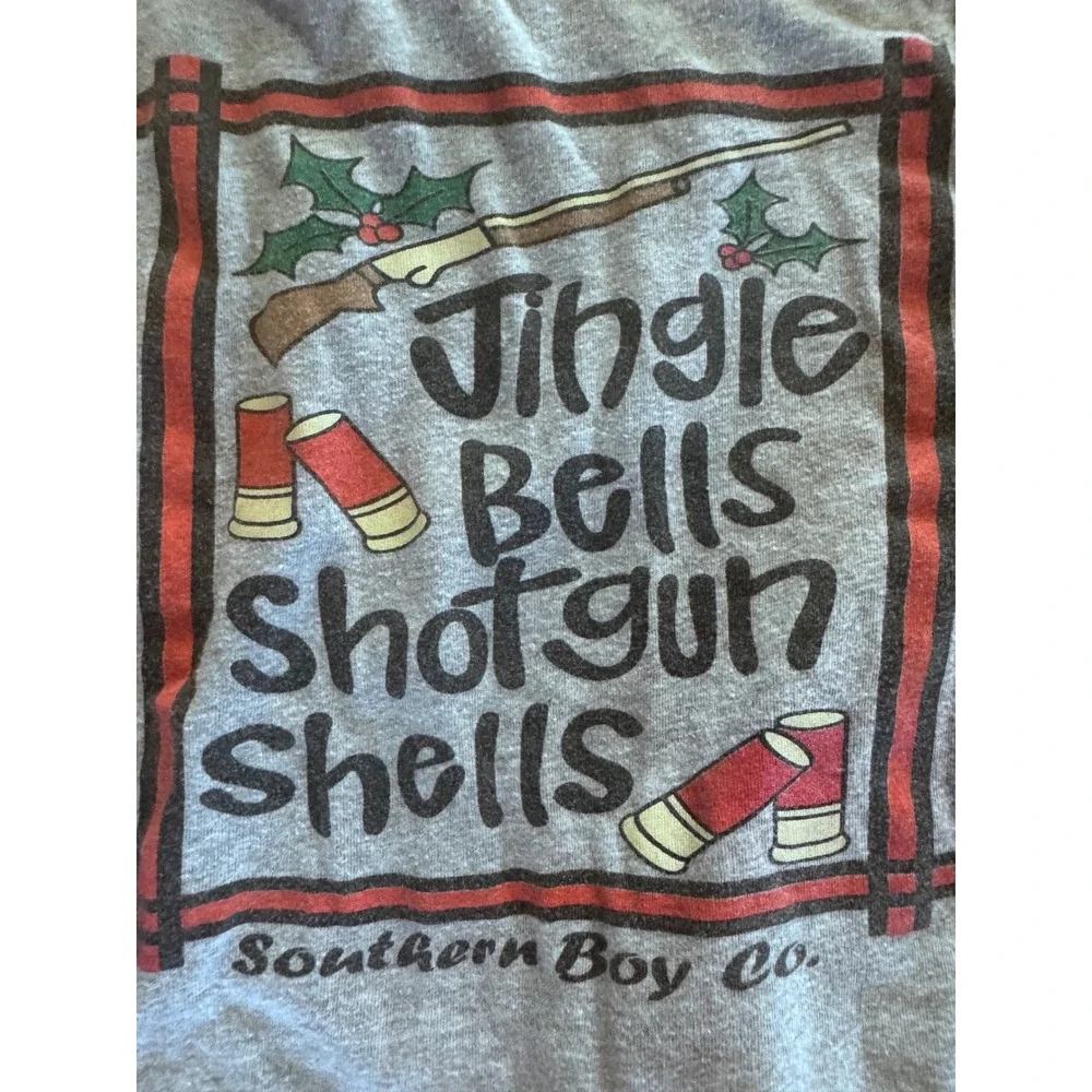 Southern Boy Co Kids Gray Jingle Bells Shotgun Shells Long Sleeve Shirt 6201